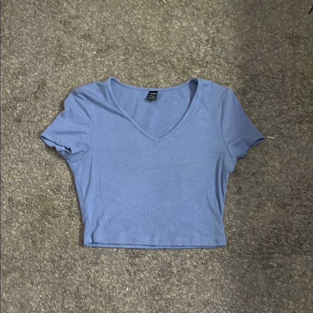 Women's Blue V-Neck Top